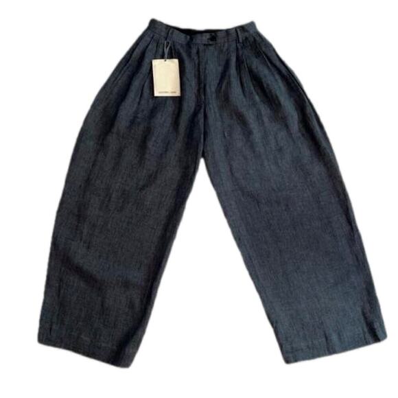 Sartorial Monk Italian 100% Linen Wide Leg Pants Charcoal Gray Size 2 (ITALY 38) - Picture 1 of 11